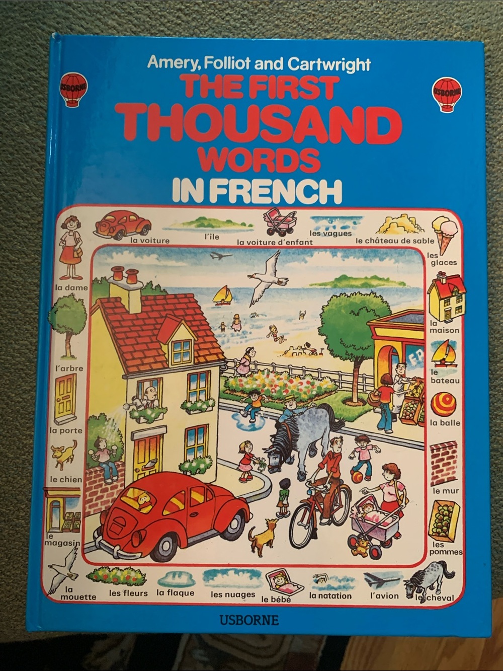 Vintage “The First Thousand Words in French” Illustrated Hardback Learning Book